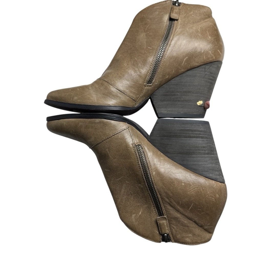 EILEEN FISHER Ankle Boot Womens 11 Tan Leather Side Zip 3” Heel MSRP: $228 READ - Picture 6 of 11